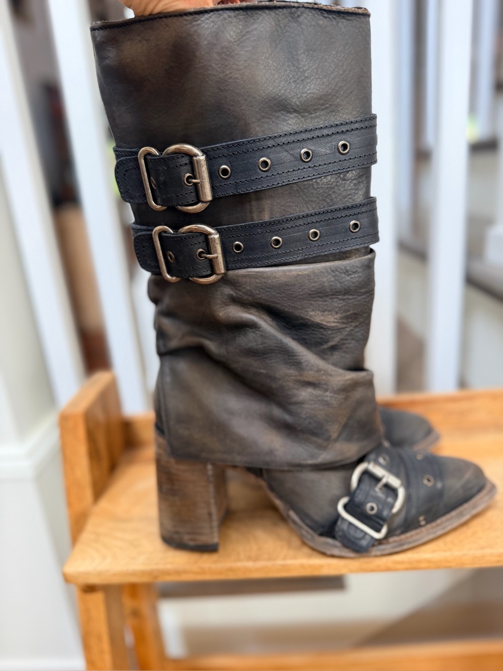 Freebird Boots- Women's Hand-Made Leather Mid-Calf Zip Heeled Boots Size 9